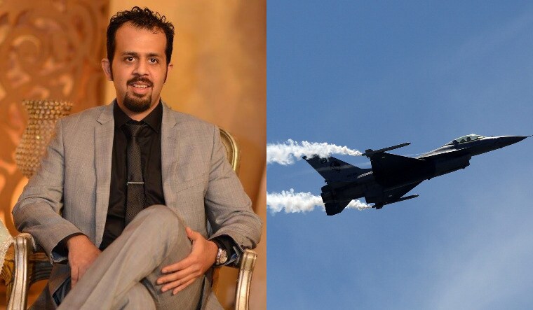A collage of Taha Siddiqui (via Facebook) and a Pakistan Air Force F-16 (Reuters)