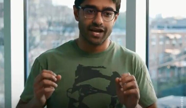 Saikat Chakrabarti wearing the Subhas Chandra Bose T-shirt | Videograb