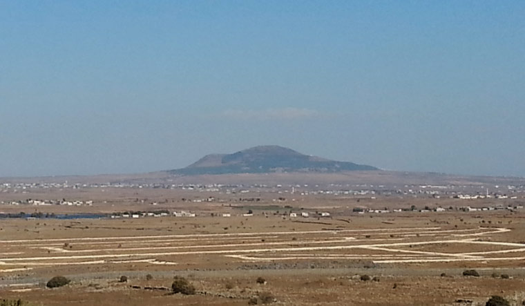 Tel Al-Hara, an extinct volcano and the site of an alleged Israeli missile attack on Wednesday morning | Public Domain