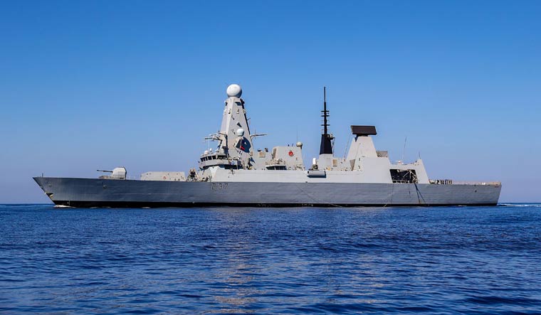 A British Type-45 Destroyer, the HMS Duncan, which has been deployed in the Strait of Hormuz to protect British ships | AFP