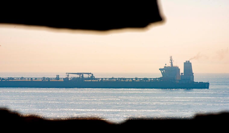 A view of the Grace 1 supertanker stands off the coast of the British territory of Gibraltar, Friday Aug. 16, 2019 | AP