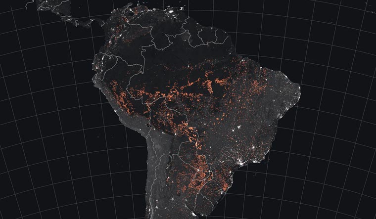A representational image of the fire-affected regions released by NASA's Earth Observatory | NASA