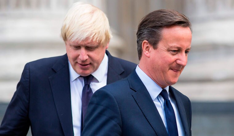 [File] Former British prime minister David Cameron (right) slammed current leader Boris Johnson (left) over Brexit | AFP