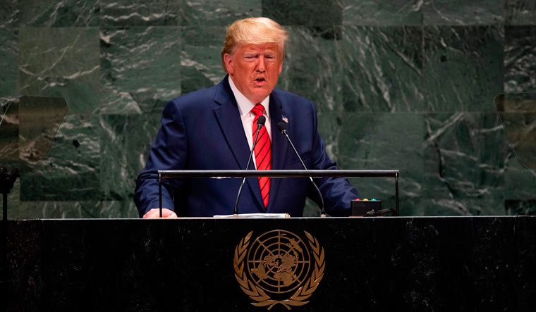 US President Donald Trump speaks during the 74th Session of the United Nations General Assembly at UN Headquarters in New York | AFP