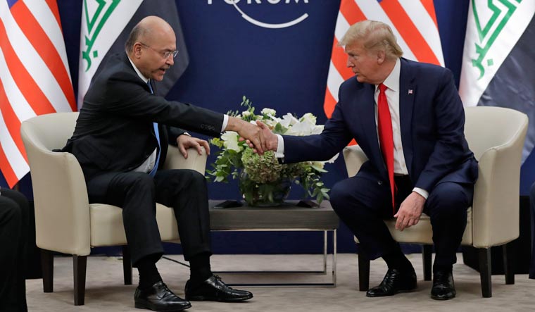 Barham-Saleh-Trump-Iraq-Davos-AP