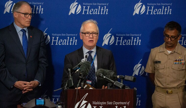 Dr. Jay Cook of Providence Regional Medical Center Everett speaks during a press conference about the first confirmed US case | Getty via PTI