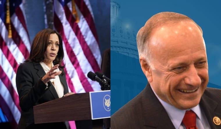 Kamala Harris (AP) and Steve King (official website)