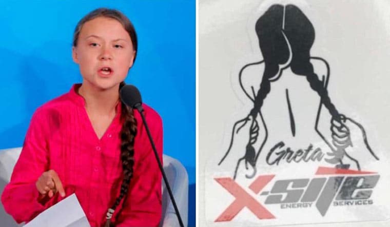 Greta Thunberg responded to the tweet about the sticker calling it an act of desperation