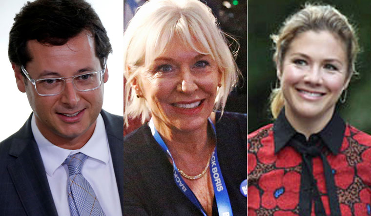 Brazilian President Jair Bolsonaro's communications director Fábio Wajngarten | AP; British MP Nadine Dorries | Reuters; Sophie Trudeau | AP