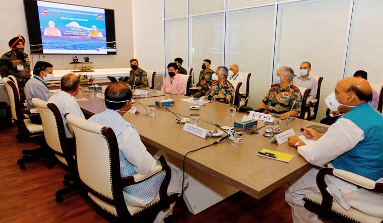 Defence Minister Rajnath Singh dedicates to the nation via video conference an 80 km long crucial road from Ghatiabgarh to Lipulekh, vastly reducing travel time to Kailash-Manasarovar yatra, in New Delhi, Friday, May 8, 2020 | PTI