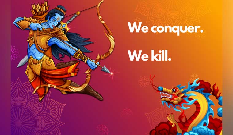 A viral illustration showing Ram fighting a Chinese dragon | Credited to lihkg user Somethink.More