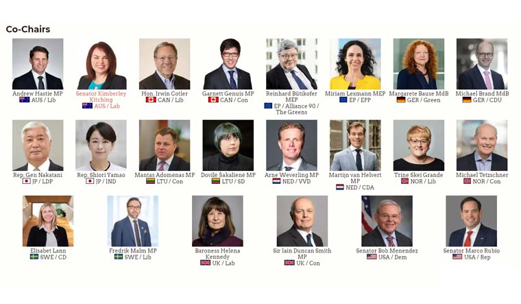 Co-Chairs of the International Parliamentary Alliance on China  as per the IPAC website 