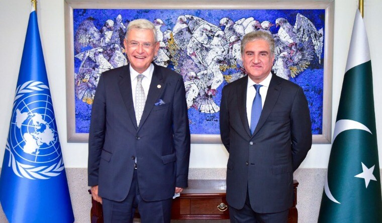 Shah Mahmood Qureshi with Volkan Bozkir (left) | Twitter handle of spokesperson of Pakistan's foreign ministry