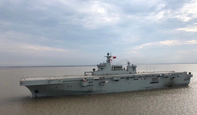 The first Type 075 ship on sea trials | Twitter handle of dafeng cao