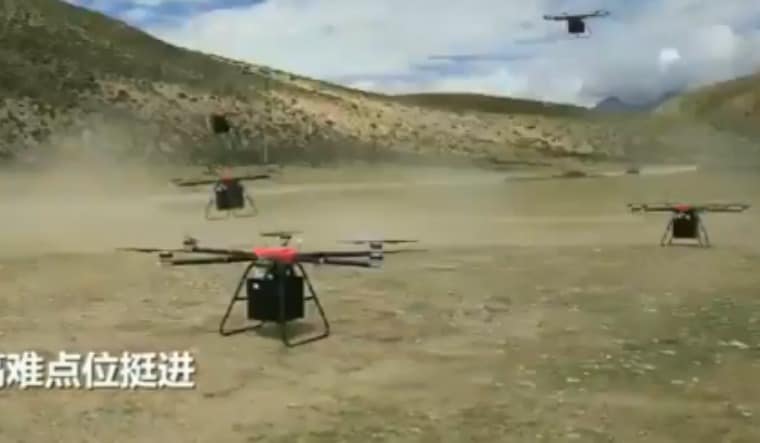 The drones used by China to deliver food to soldiers in Tibet | Via Twitter