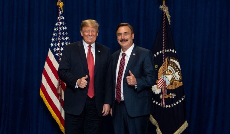 Mike Lindell with US President Donald Trump (left) | Twitter handle of Mike Lindell
