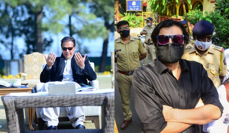 A collage of Pakistan PM Imran Khan on left (official Facebook account) and Arnab Goswami (PTI)