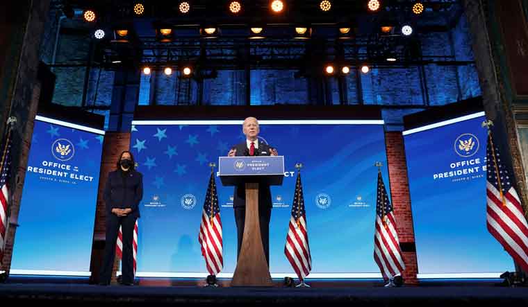 US President-elect Joe Biden and Vice President-elect Kamala Harris during a news conference at Biden's transition headquarters in Wilmington, Delaware, US | Reuters