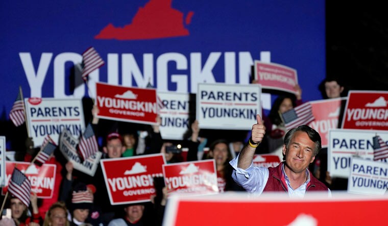Virginia Republican gubernatorial nominee Glenn Youngkin gestures during a (Loudoun Parents Matter Rally) campaign event in Leesburg, Virginia, US | Reuters