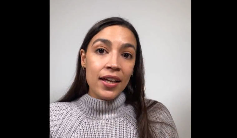 A screengrab from Rep Alexandria Ocasio-Cortez's Instagram video