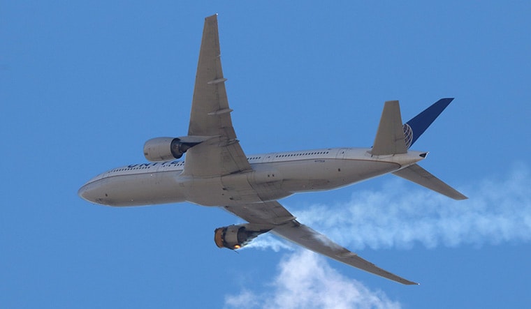 Denver:This Saturday, Feb. 20, 2021 photo provided by Hayden Smith shows United Airlines Flight 328 approaching Denver International Airport, after experiencing "a right-engine failure" shortly after takeoff from Denver | AP