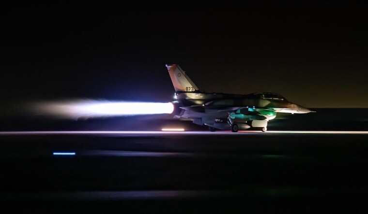 An Israeli F-16 at night | Twitter handle of Israeli Air Force