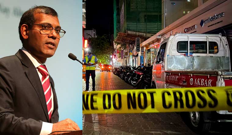 Maldives President Mohamed Nasheed delivers a lecture on climate change in New Delhi, India. Nasheed has been injured in a blast Thursday, May 6, 2021 near his home and was being treated in a hospital in the capital, police said | AP