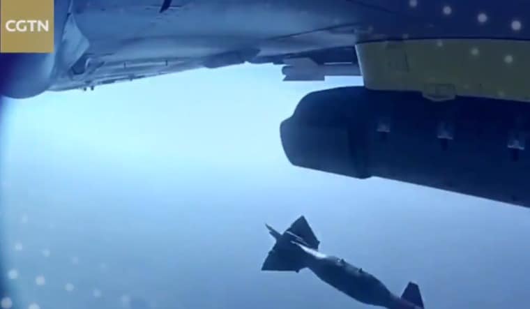 The clip of the bomb launch on CGTN | Twitter handle of CGTN