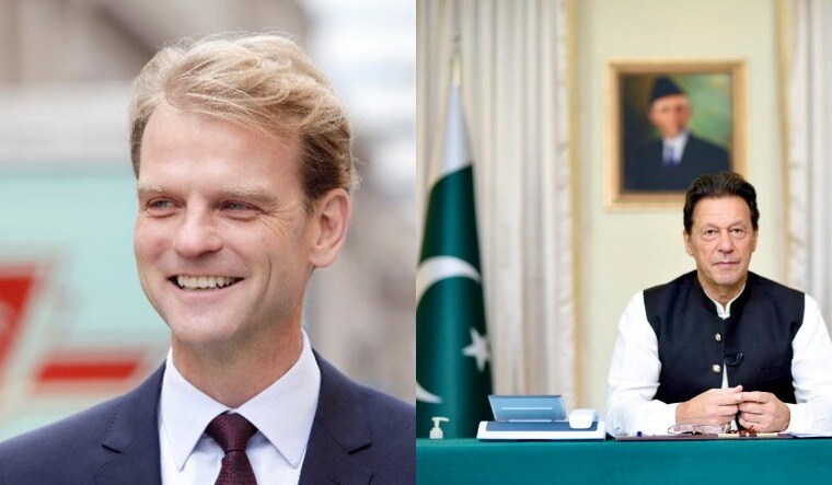 A collage showing Chris Alexander (official Twitter handle), on left, and Imran Khan (official Facebook account)