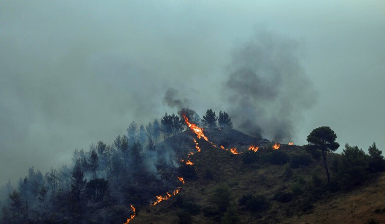 Flames rise as wildfire burns near the village of Afidnes, north of Athens, Greece | Reuters