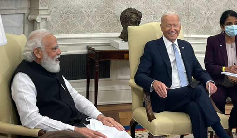 Prime Minister Narendra Modi during his meeting with US President Joe Biden 
