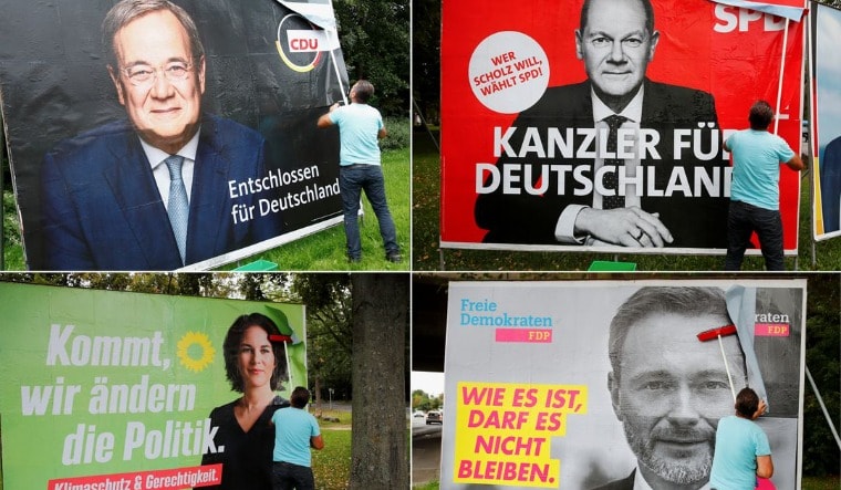 
Germany’s top candidates for the September 26 German general elections: Armin Laschet of the Christian Democratic Union Party CDU and Olaf Scholz of Germany’s Social Democratic Party SPD; Greens Party candidate Annalena Baerbock and Christian Lindner of the Free Democratic Party FDP, in Bonn, Germany | Reuters
