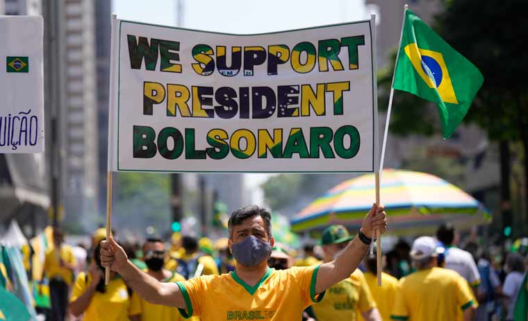 Supporters of Brazilian President Jair Bolsonaro gather on Independence Day in Sao Paulo, Brazil, Tuesday, Sept. 7, 2021 | AP