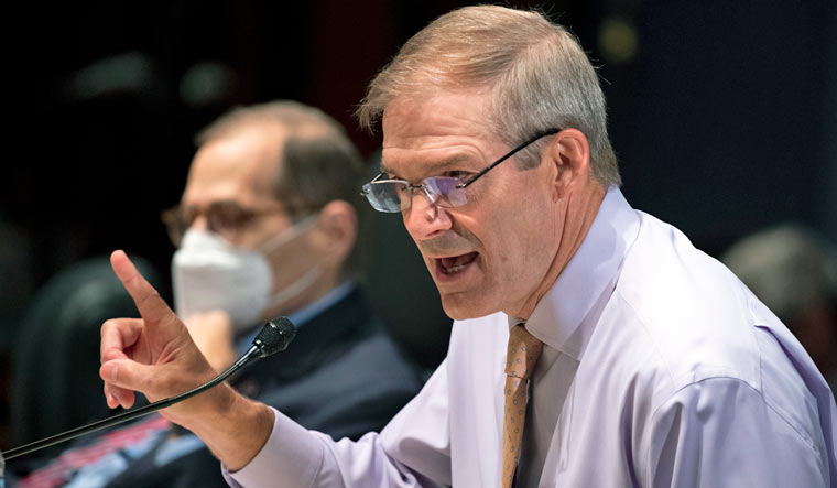 US Rep. Jim Jordan, R-Ohio, speaks as Attorney General Merrick Garland appears before the House Judiciary Committee oversight hearing of the United States Department of Justice, Thursday, Oct. 21, 2021 on Capitol Hill in Washington | AP