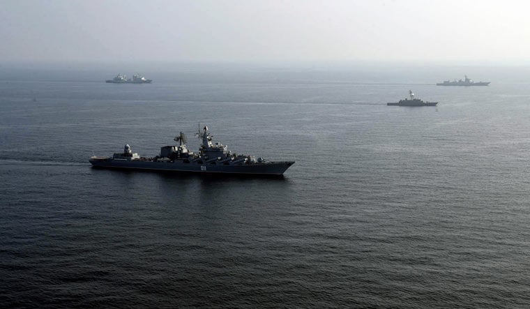 Warships attend a joint naval drill of Iran, Russia and China in the Indian Ocean | Iranian Army via AP
