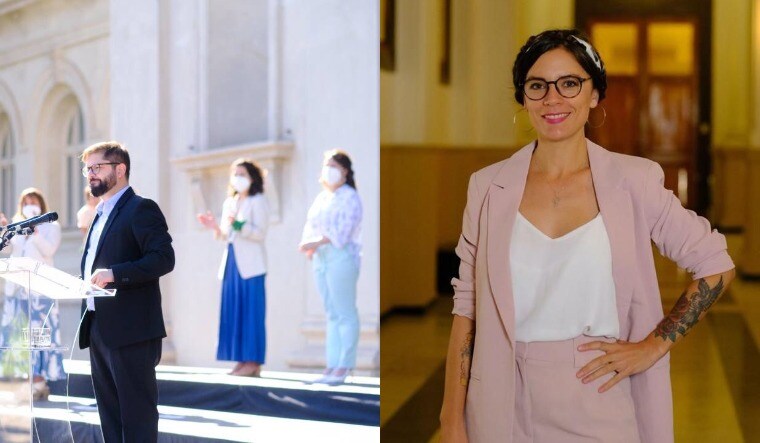 A collage of Gabriel Boric and Camila Vallejo | Via Twitter