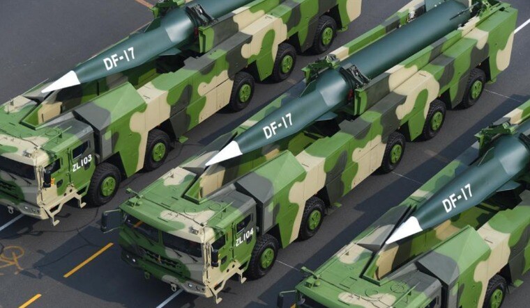 Chinese DF-17 hypersonic glide vehicles at a parade | China's Ministry of National Defense