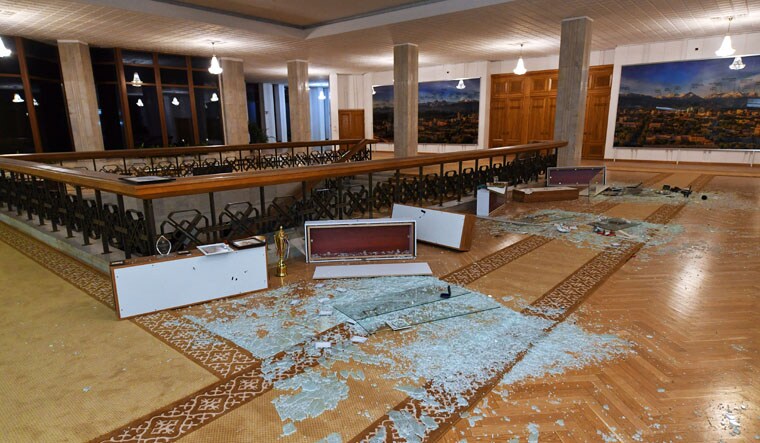 Debris litters the floor of the mayor's office building after it was stormed by demonstrators during protests triggered by fuel price increase in Almaty, Kazakhstan | Reuters