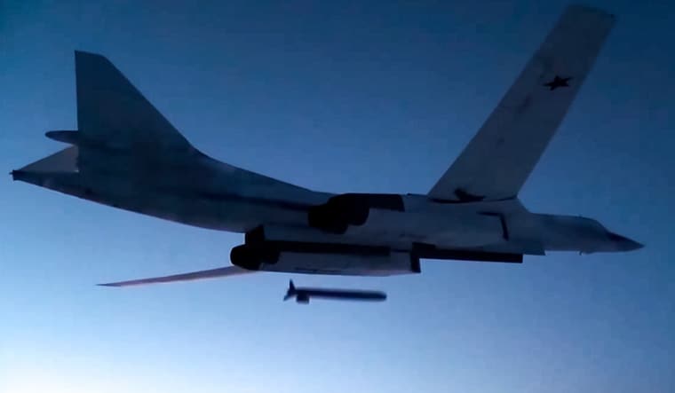 A Russian Tu-160 bomber launching a cruise missile in an exercise | AP