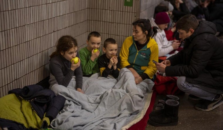 People taking refuge in a Kyiv subway | AP