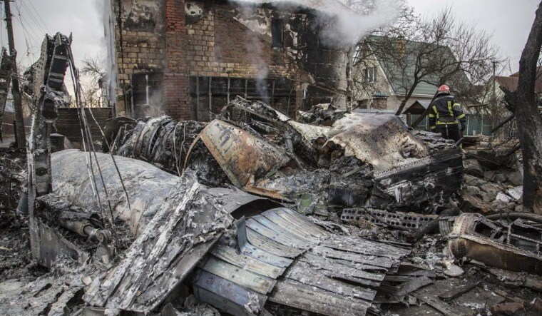Wreckage of an aircraft that was shot down over Kyiv | AP