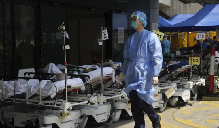 Covid-19 patients at Caritas Medical Centre in Hong Kong on March 2, 2022 | AP