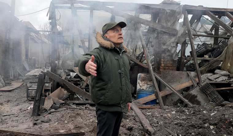 A house destroyed in Russian shelling in the village of Horenka close to Kyiv | AP