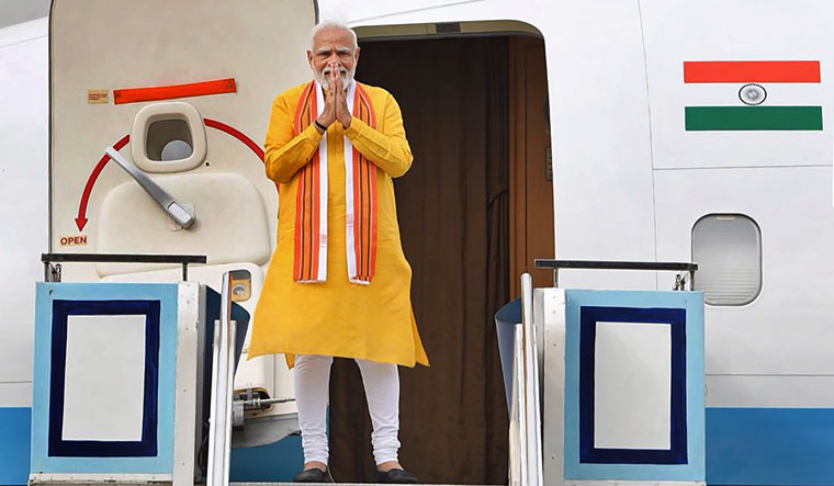 Prime Minister Narendra Modi emplanes for Lumbini, the birth place of Lord Buddha | PTI