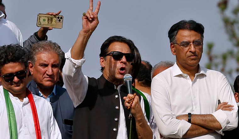 Imran Khan speaking in Islamabad | AP