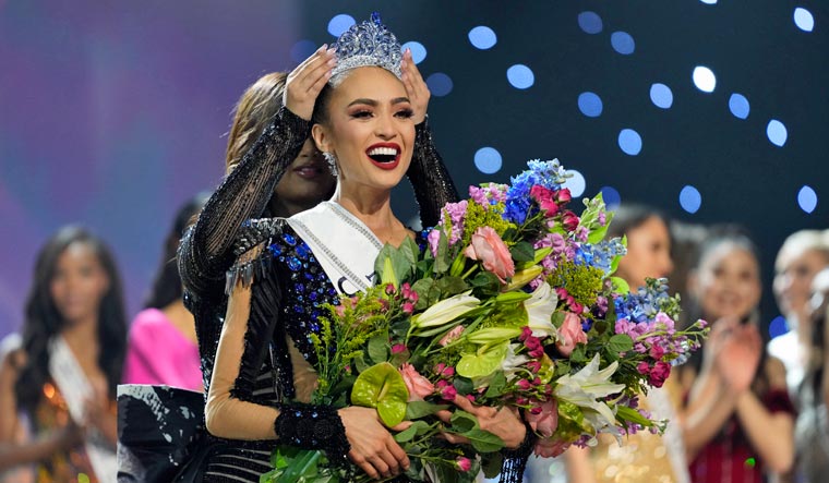 Miss USA R'Bonney Gabriel reacts as she is crowned Miss Universe during the final round of the 71st Miss Universe Beauty Pageant, in New Orleans on Saturday, Jan. 14, 2023 | AP