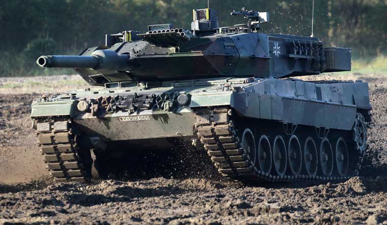 A Leopard 2 tank is pictured during a demonstration event held for the media by the German Bundeswehr in Munster near Hannover in Germany | AP