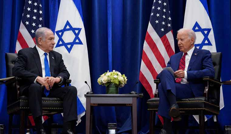 (File). U.S. President Joe Biden holds a bilateral meeting with Israeli Prime Minister Benjamin Netanyahu | Reuters
