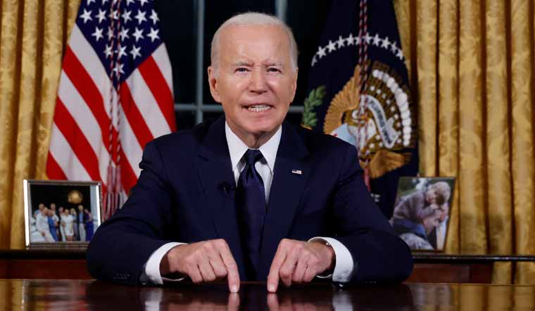 U.S. President Joe Biden delivers a prime-time address to the nation about his approaches to the conflict between Israel and Hamas, and continued support for Ukraine, from the Oval Office | Reuters