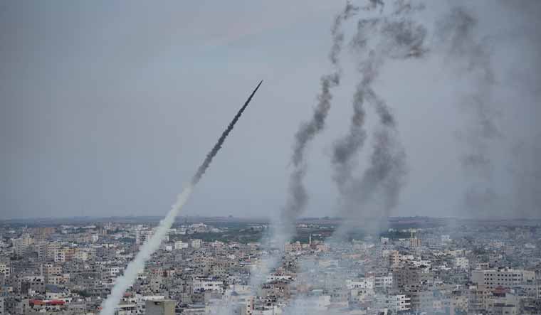 Rockets are launched by Palestinian militants from the Gaza Strip towards Israel in Gaza | AP